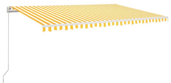 Sárga-fehér szélérzékelős és LED-es napellenző 500 x 300 cm