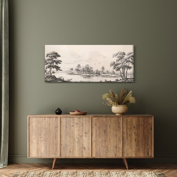 Kép - Vintage tájkép rajz (120x50 cm)