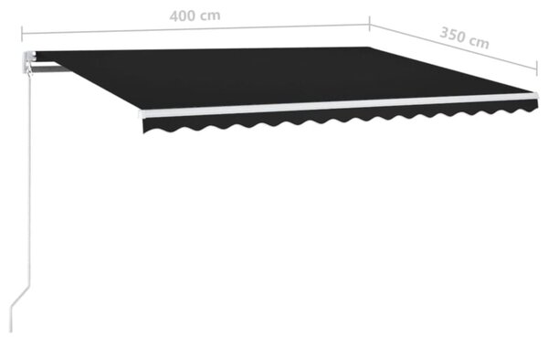 Antracitszürke kézzel kihúzható napellenző 400 x 350 cm
