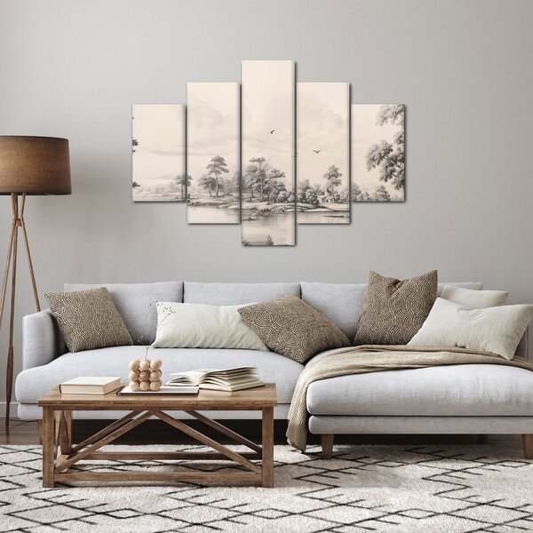 Kép - Vintage tájkép rajz (150x105 cm)