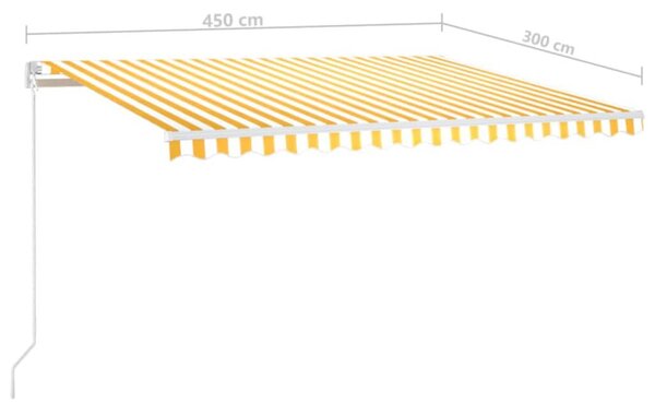 Sárga és fehér kézzel kihúzható napellenző 450 x 300 cm