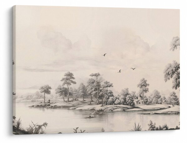 Kép - Vintage tájkép rajz (70x50 cm)