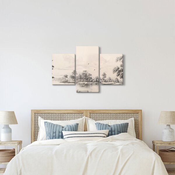 Kép - Vintage tájkép rajz (90x60 cm)