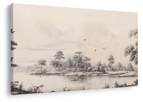 Kép - Vintage tájkép rajz (90x60 cm)