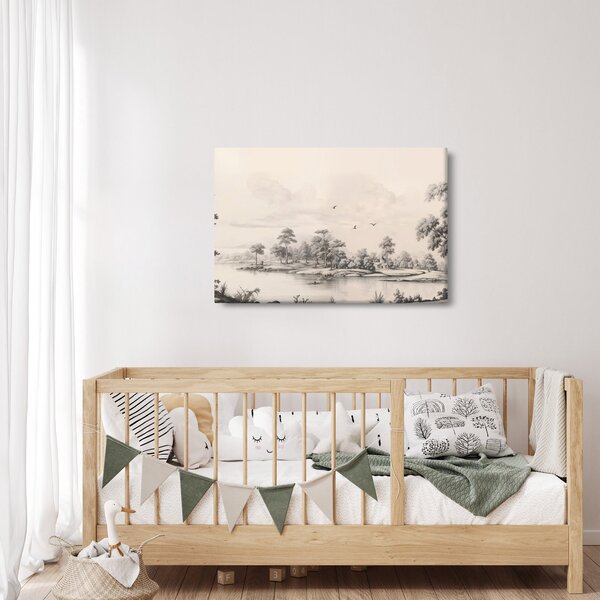 Kép - Vintage tájkép rajz (90x60 cm)