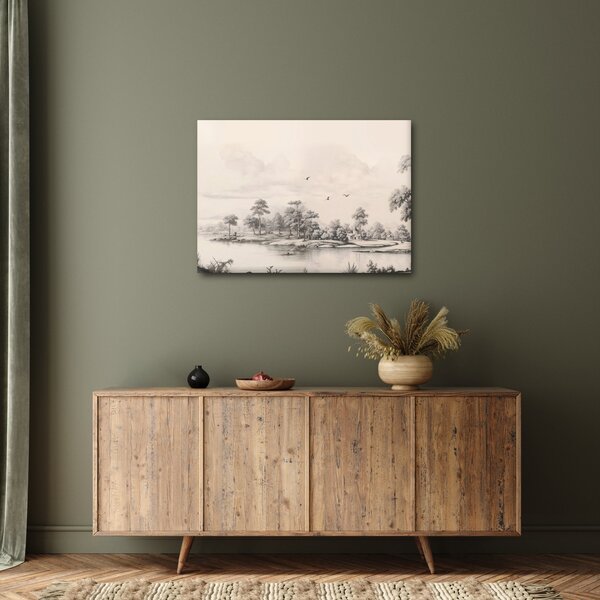 Kép - Vintage tájkép rajz (70x50 cm)