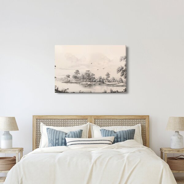 Kép - Vintage tájkép rajz (90x60 cm)
