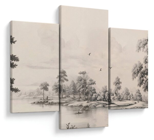 Kép - Vintage tájkép rajz (90x60 cm)