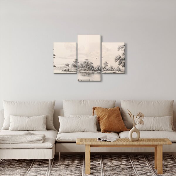Kép - Vintage tájkép rajz (90x60 cm)