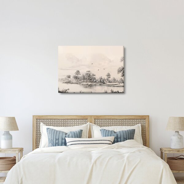 Kép - Vintage tájkép rajz (70x50 cm)