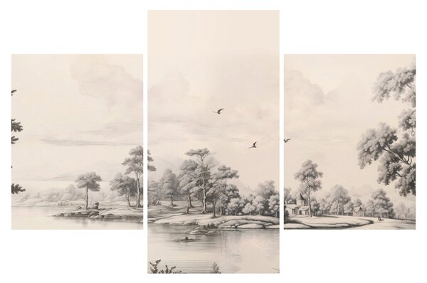Kép - Vintage tájkép rajz (90x60 cm)