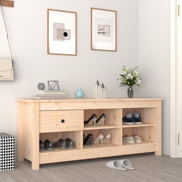 Tömör fenyőfa cipősszekrény 110 x 38 x 45,5 cm
