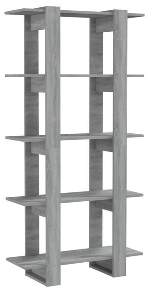 Szürke sonoma színű fa könyvszekrény/térelválasztó 60x30x135 cm