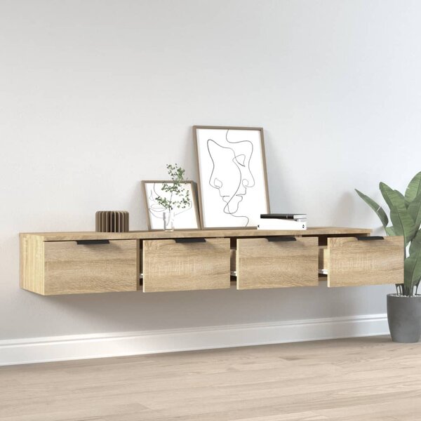 2 db sonoma tölgyszínű szerelt fa fali szekrény 68x30x20 cm