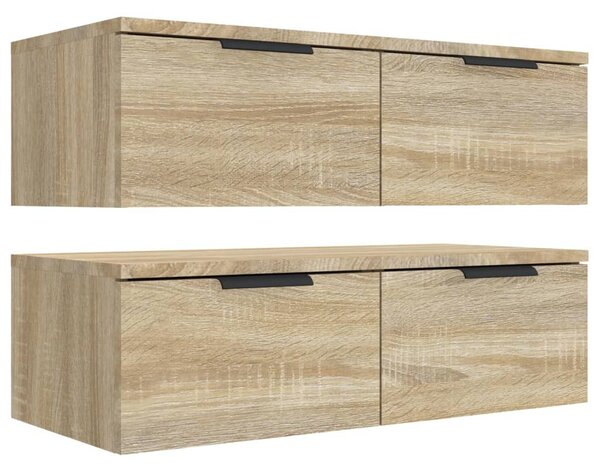 2 db sonoma tölgyszínű szerelt fa fali szekrény 68x30x20 cm