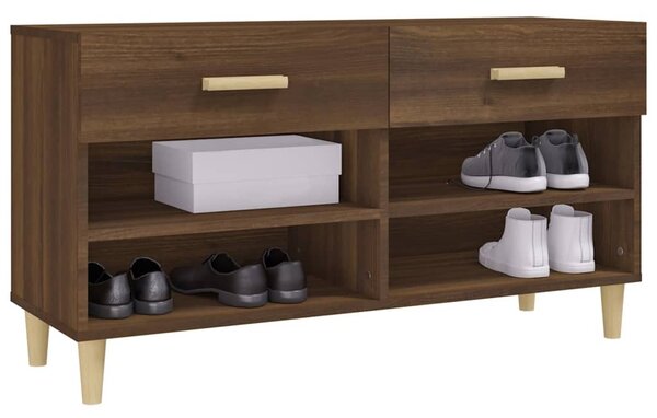 Barna tölgyszínű szerelt fa cipősszekrény 102 x 35 x 55 cm
