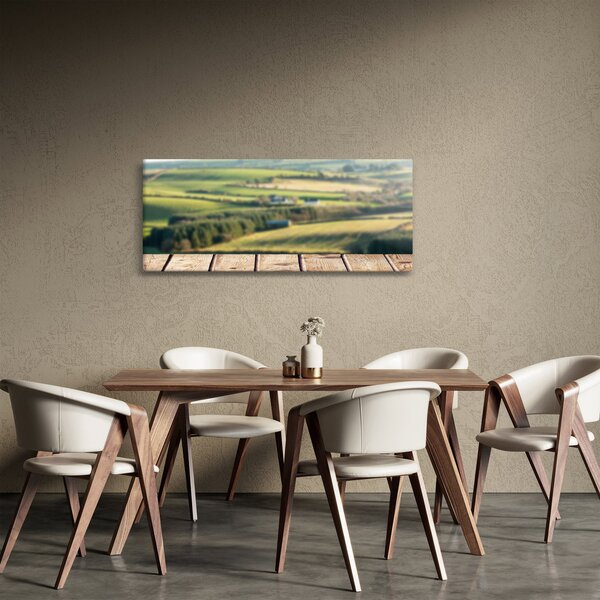 Kép - Fa polc tájképi elemekkel (120x50 cm)