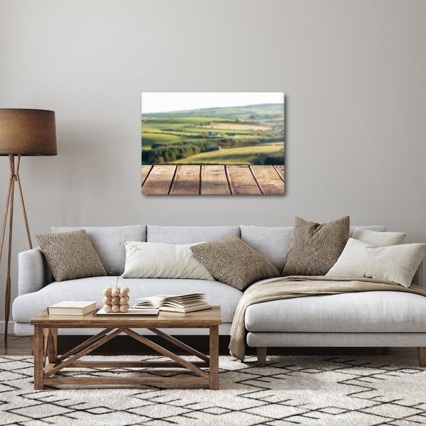 Kép - Fa polc tájképi elemekkel (70x50 cm)