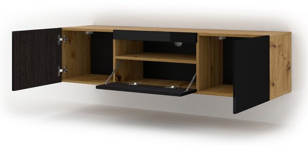 TV asztal/szekrény Aurora (artisan tölgy + fekete)