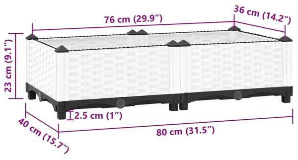 Polipropilén magaságyás 80 x 40 x 23 cm