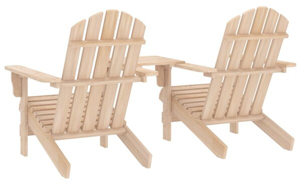 Tömör fenyőfa kerti Adirondack székek teázóasztallal