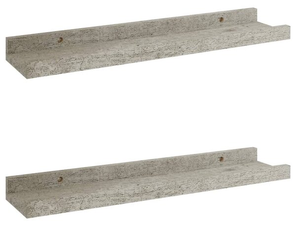 2 db betonszürke fali polc 40 x 9 x 3 cm