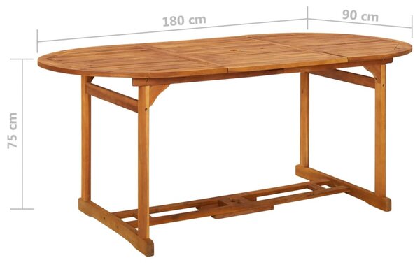 Tömör akácfa kerti étkezőasztal 180 x 90 x 75 cm