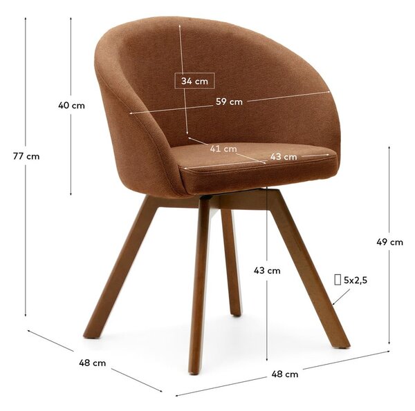 Barna kárpitozott étkezőfotel Marvin – Kave Home