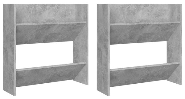 2 db betonszürke fali cipősszekrény 60 x 18 x 60 cm