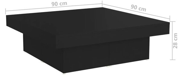 Fekete szerelt fa dohányzóasztal 90 x 90 x 28 cm
