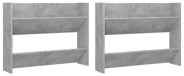 2 db betonszürke forgácslap fali cipősszekrény 80 x 18 x 60 cm