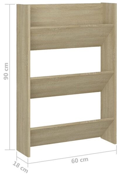 2 db sonoma-tölgy fali cipősszekrény 60 x 18 x 90 cm