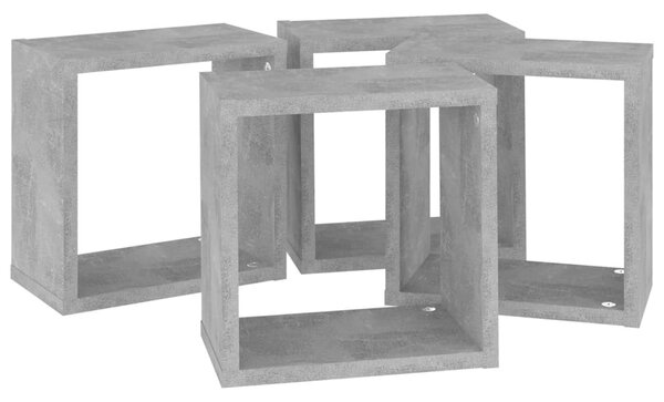 4 db betonszürke fali kockapolc 26 x 15 x 26 cm