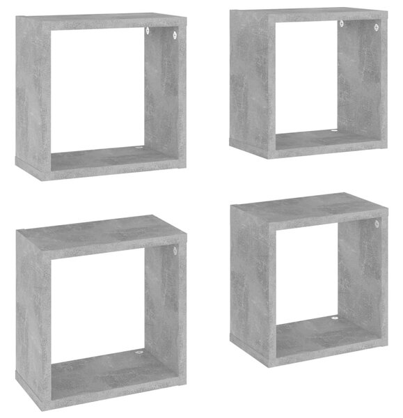 4 db betonszürke fali kockapolc 26 x 15 x 26 cm