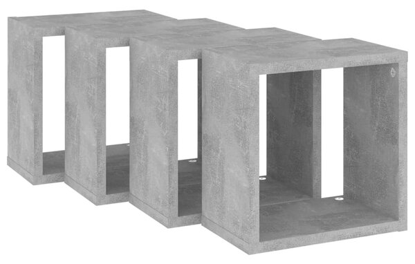 4 db betonszürke fali kockapolc 26 x 15 x 26 cm