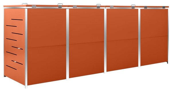 VidaXL acéltároló négy gurítható szemeteskukához 276,5x77,5x112,5 cm