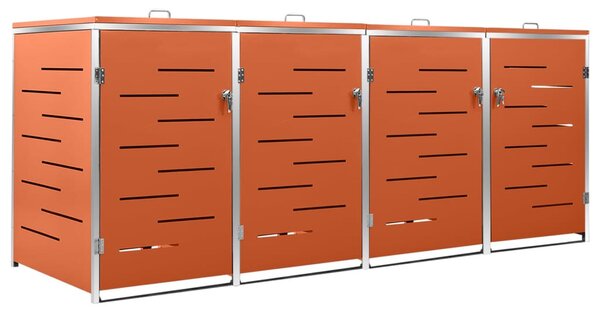 VidaXL acéltároló négy gurítható szemeteskukához 276,5x77,5x112,5 cm