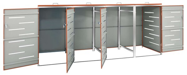 VidaXL acéltároló négy gurítható szemeteskukához 276,5x77,5x112,5 cm