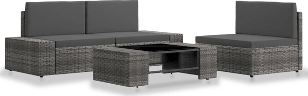 4 részes szürke polyrattan kerti ülőgarnitúra