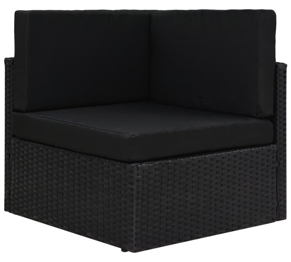 Fekete polyrattan sarokkanapé-elem