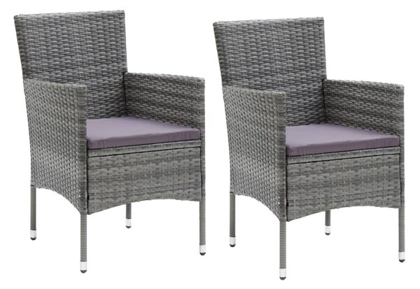 3 részes szürke polyrattan kerti étkezőgarnitúra párnákkal