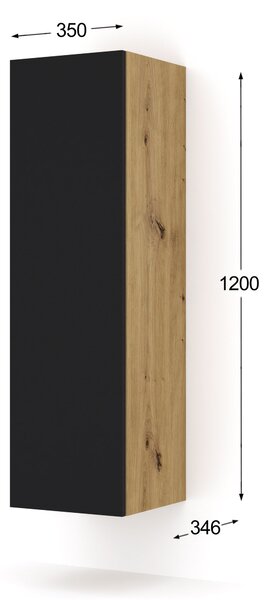 Szekrény Dual 120 (artisan tölgy + fekete)