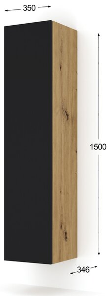Szekrény Dual 150 (artisan tölgy + fekete)