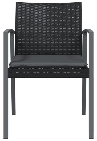 2 db fekete polyrattan kerti szék párnával 56,5 x 57 x 83 cm