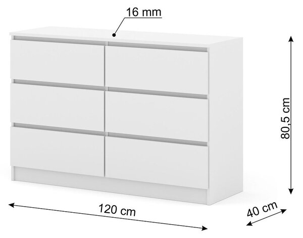 Komód Maya S6 (fehér)