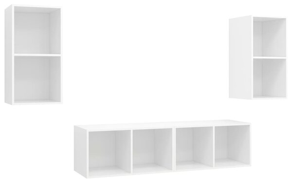 4 db fehér szerelt fa falra szerelhető TV-szekrény