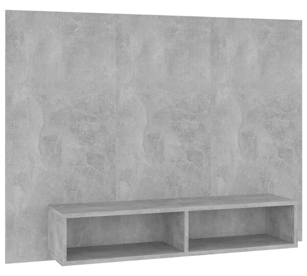 Betonszürke szerelt fa fali TV-szekrény 120 x 23,5 x 90 cm
