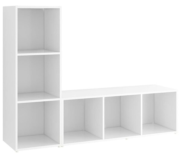 2 db fehér szerelt fa TV-szekrény 107 x 35 x 37 cm
