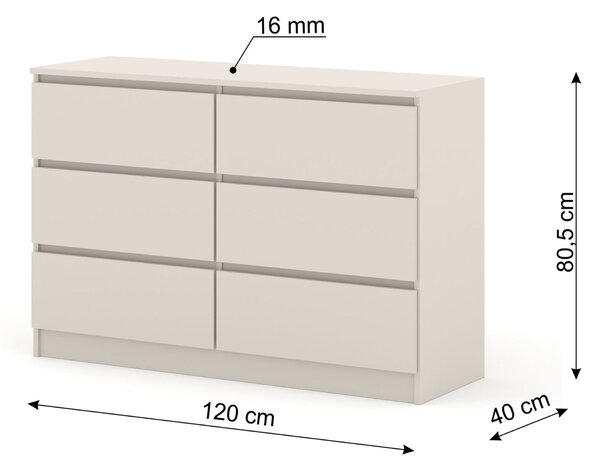 Komód Maya S6 (kasmír)