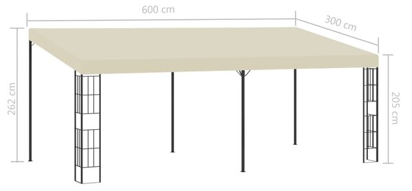 Krémszínű falra szerelhető szövetpavilon 3 x 6 m